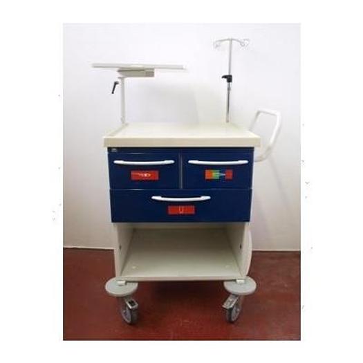 Used 3-DRAWER EMERGENCY TROLLEY+REMOVABLE TAB+PERF
