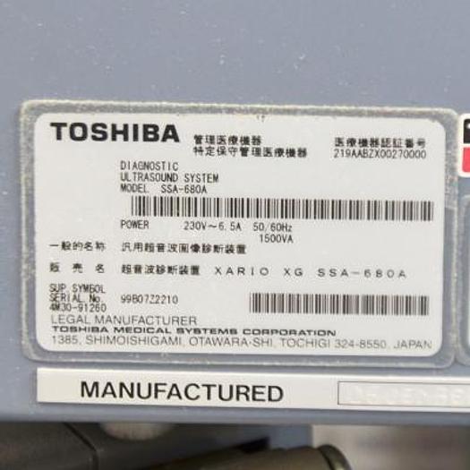Used TOSHIBA XARIO XG SSA-680A ULTRASOUND SCANNER