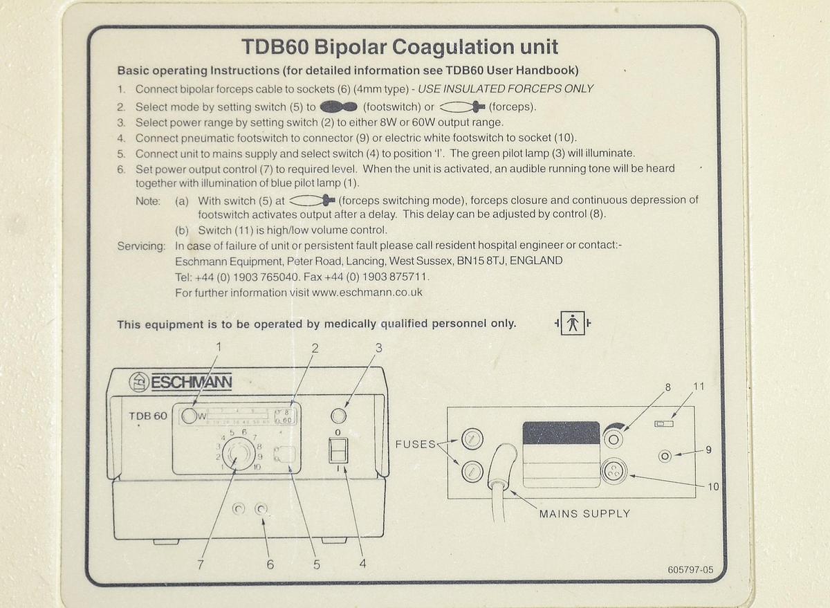 D'occasion ESCHMANN TD860 OFFICE BIPOLAR SCALPELLE