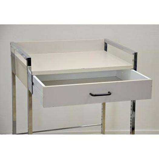 WHITE METAL-FRAMED CHEST WITH 1 DRAWER AND 2 SHELVES
