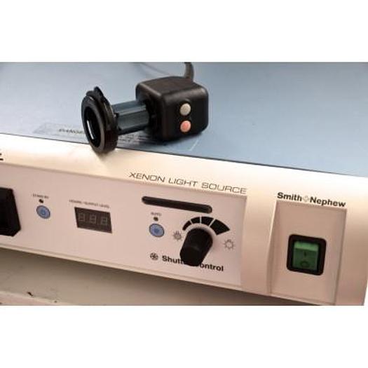 Used OLYMPUS/KEYMED IMAGING TROLLEY TI-1900 WITH SONY TRINITRON MONITOR, DYONICS 300XL XENON LIGHT SOURCE, SMITH AND NEPHEW 350 3-CCD