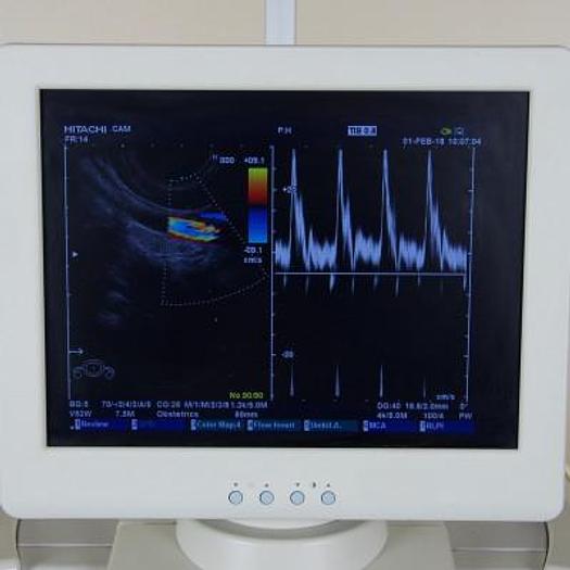 Used HITACHI EUB-5500 COLOR ULTRASOUND SCANNER WITH FLAT SCREEN AND THREE PROBES