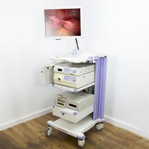 Used OLYMPUS GASTROSCOPY COLUMN WITH FLAT SCREEN 180 SERIES