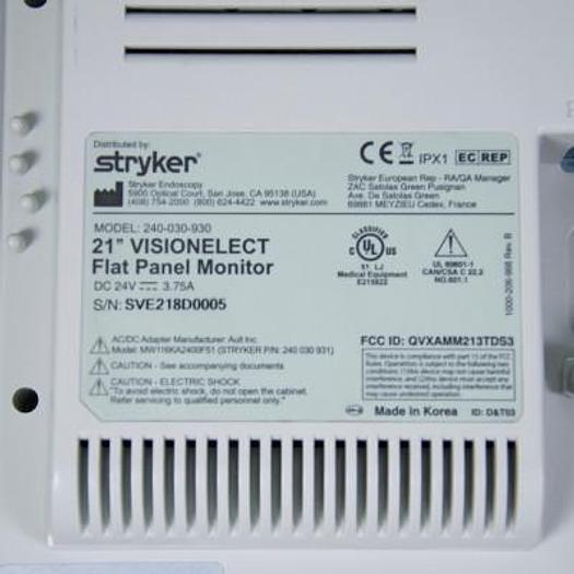 Used STRYKER VISIONELECT 21" FLAT PANEL MONITOR ON MOBILE STAND