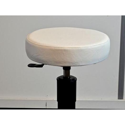 Used WHEELED STOOL WITH WHITE UPHOLSTERY