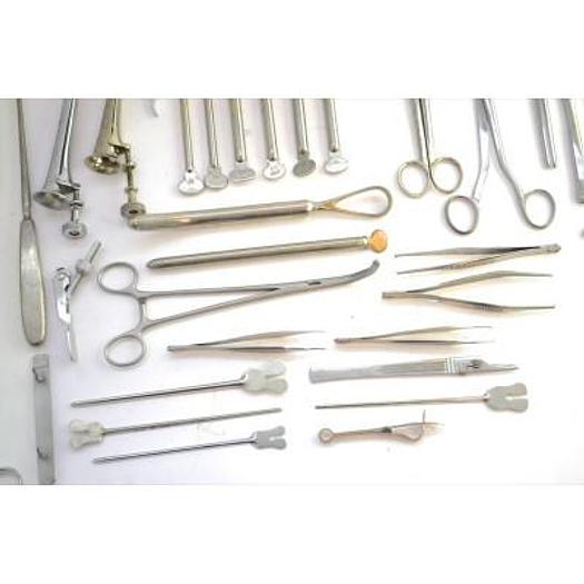 Used ALUMINUM BOX WITH GYNECO INSTRUMENTS AND PLIERS