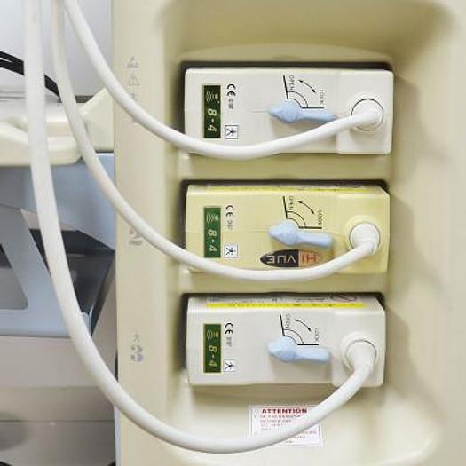 Used HITACHI PLATFORM ELITE DIGITAL COLOR DOPPLER ULTRASOUND WITH 3 PROBES