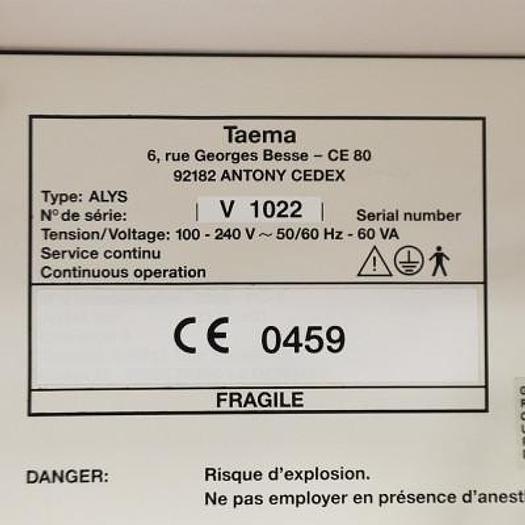 Used TAEMA ALYS ANESTHESIA VENTILATOR