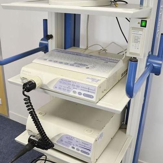 Used OLYMPUS DIGESTIVE ENDOSCOPY COLUMN WITH VIDEO COLONOSCOPE AND OLYMPUS GASTROSCOPE