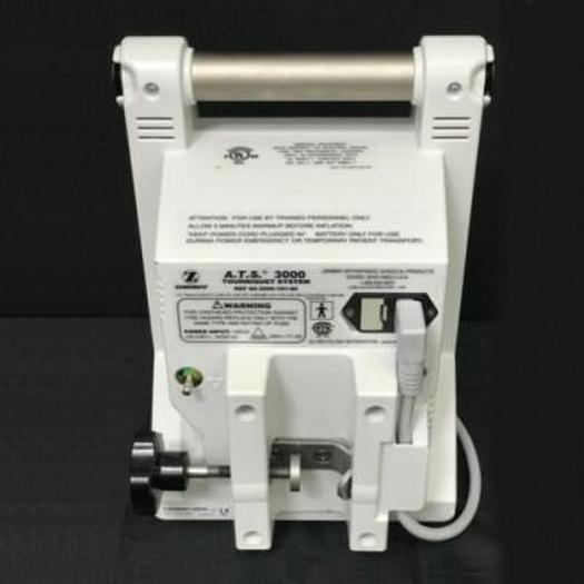 Used ZIMMER ATS 3000 PNEUMATIC TOURNIQUET WITH CUFFS, CABLES AND NEW BATTERIES