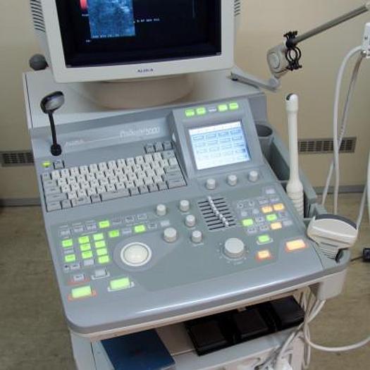 Used ALOKA SSD 5000 COLOR DOPPLER ULTRASOUND WITH CONVEX PROBE AND ENDOVAGINAL PROBE