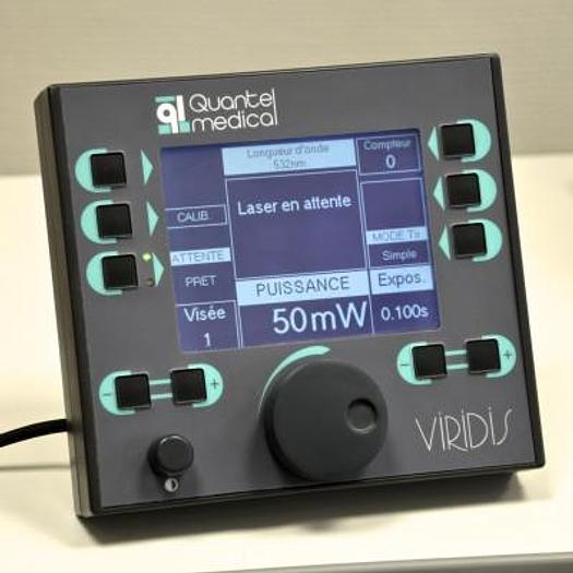 Used QUANTEL MEDICAL VIRIDIS OPHTHALMIC LASER FREQUENCY 532 UM COUPLE A LAMPE A FENTE HAAG STREIT 900