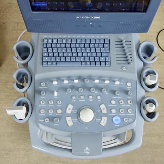 Used SIEMENS ACUSON X300 ULTRASOUND SCANNER WITH 3 PROBES AND FLAT SCREEN