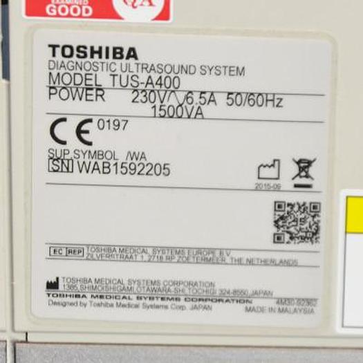 Used TOSHIBA APLIO 400 ULTRASOUND SCANNER WITH 3 PROBES
