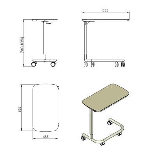 VARIABLE HEIGHT MEAL TABLE on castors
