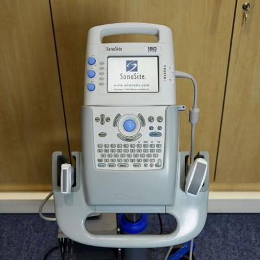 Used SONOSITE 180 PORTABLE ULTRASOUND SCANNER WITH CONVEX ABDOMINAL AND LINEAR SUPERFICIAL PROBES