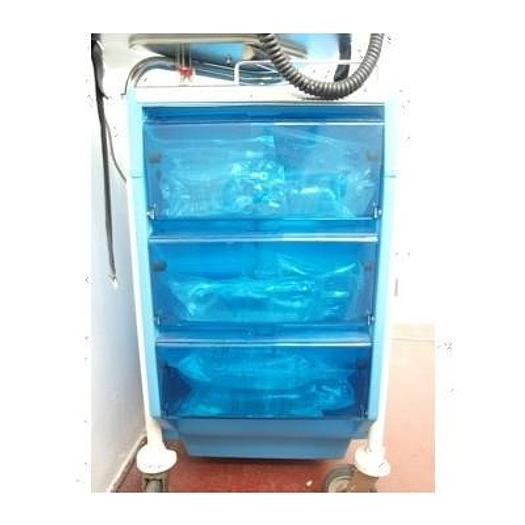 Used PVC EMERGENCY CART & DRAWERS & CODEMASTER XE DEFIBRILLATOR