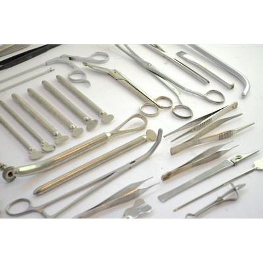 Used ALUMINUM BOX WITH GYNECO INSTRUMENTS AND PLIERS