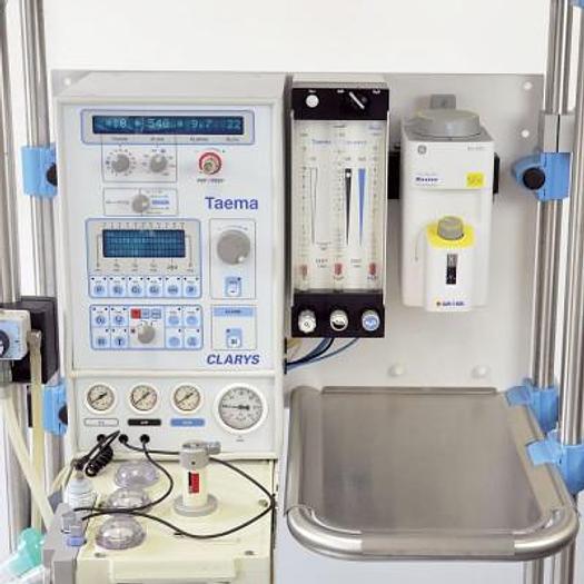 Used TAEMA AIR LIQUIDE ANESTHESIA RESPIRATOR model CLARYS with Sevoflurane tank