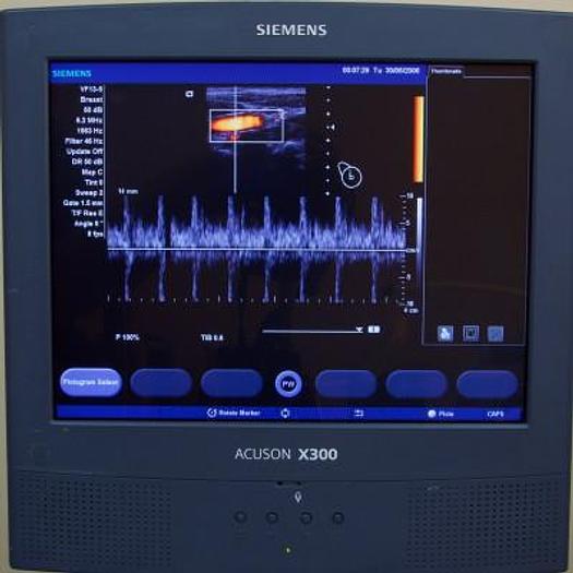 Used SIEMENS ACUSON X300 ULTRASOUND SCANNER WITH 3 PROBES AND FLAT SCREEN