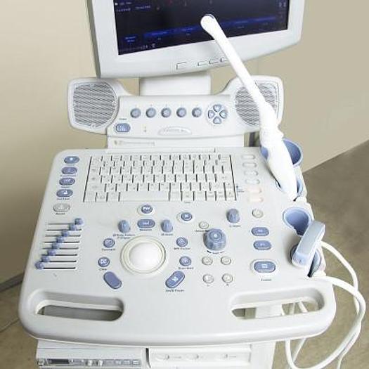 Used LOGIQ A5 GENERAL ELECTRIC ULTRASOUND SCANNER WITH FLAT SCREEN