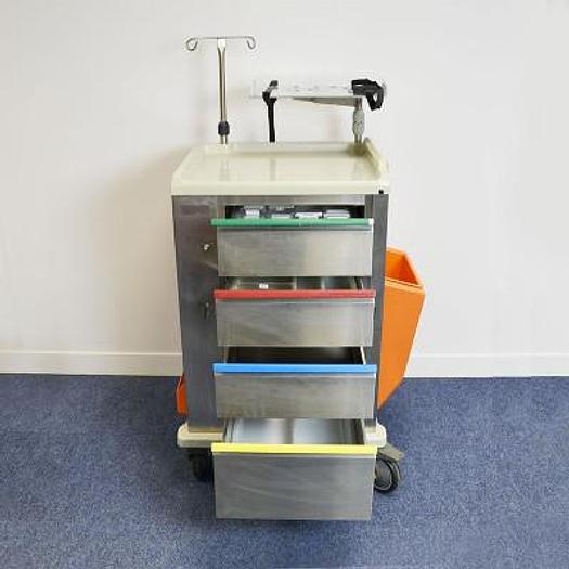 Used EMERGENCY CART FRANCE HOPITAL, 5 STEEL DRAWERS