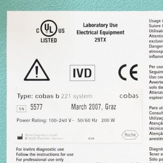 Used BLOOD GAS ROCHE COBAS B221