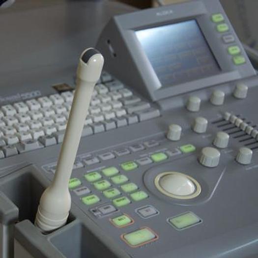 Used ALOKA PROSOUND 5500 COLOR DOPPLER ULTRASOUND WITH ABDOMINAL PROBE AND ENDOVAGINAL PROBE