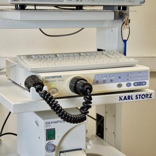 Used OLYMPUS DIGESTIVE ENDOSCOPY COLUMN WITH VIDEOCOLONOSCOPE AND VIDEOGASTROSCOPE