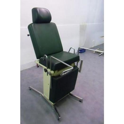 Used GYNECOLOGICAL EXAMINATION COUCH WITH STIRRUPS, HEADREST AND COLPOSCOPE HOLDER