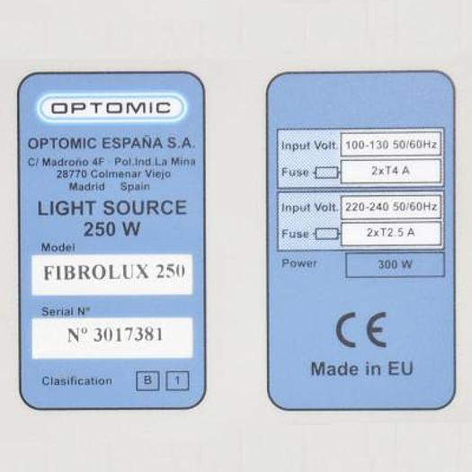 Used DOUBLE LIGHT SOURCE OPTOMIC FIBROLUX 250 HALOGEN 250W