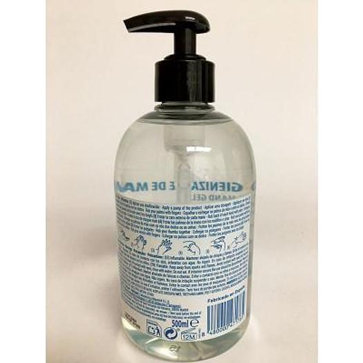 LOT OF 15 BOTTLES OF 500 ML HYDROALCOHOLIC GEL WITH DOSING PUMP