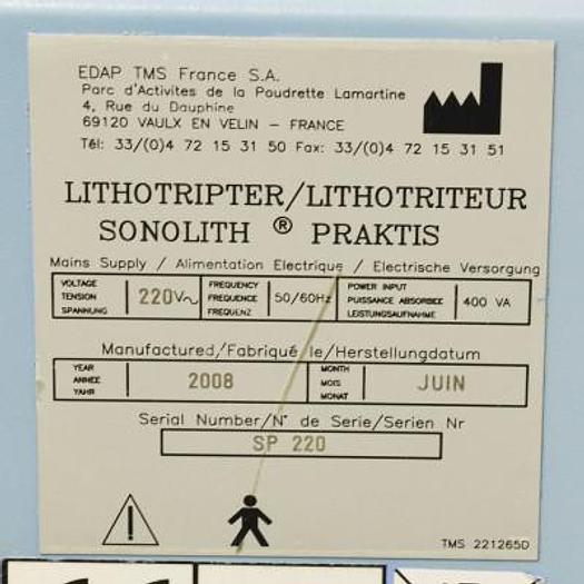 Used LITHOTRIPTER SONOLITH PRAKTIS EDAP TMS