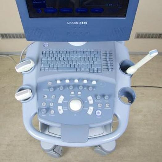 Used SIEMENS ACUSON X150 ULTRASOUND SCANNER WITH 3 PROBES AND FLAT SCREEN