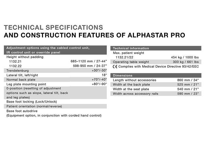 Used MAQUET ALPHASTAR PRO OPERATING TABLE