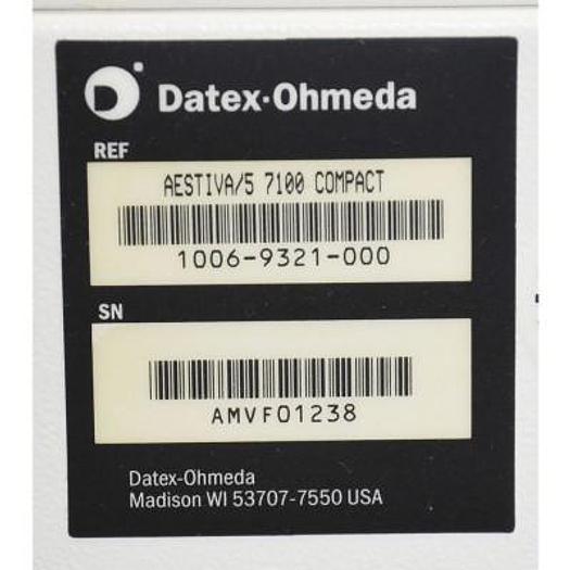 Used DATEX OHMEDA AESTIVA 5 anesthesia ventilator with 7100 ventilator