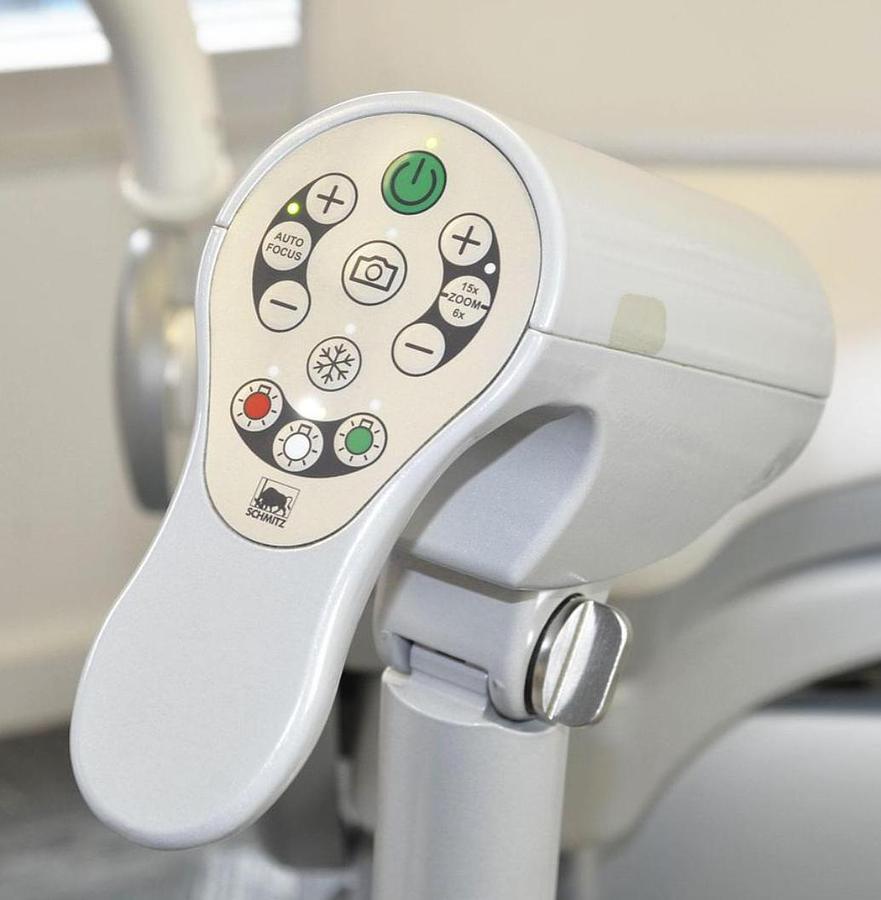 Rénové FAUTEUIL GYNÉCOLOGIQUE SCHMITZ MEDI-MATIC AVEC VIDEO COLPOSCOPE VIDAN INTEGRÉ ET ECRAN