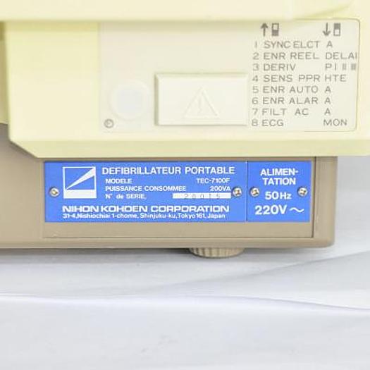 Used NIHON KOHDEN CARDIOLIFE TEC-7100F DEFIBRILATOR