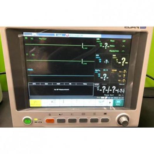 EDAN IM50 MULTIPARAMETER MONITORING MONITOR (ECG, PNI, SPO2, RESP) ON ITS CART.