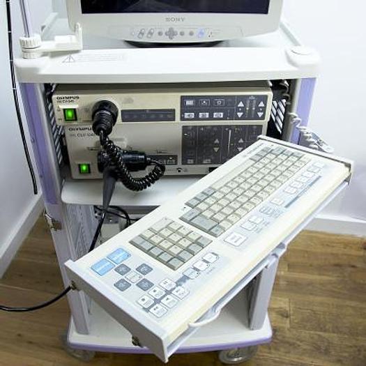 Used OLYMPUS CV-240 DIGESTIVE ENDOSCOPY COLUMN WITH OLYMPUS BF-1T240 BRONCHOSCOPE