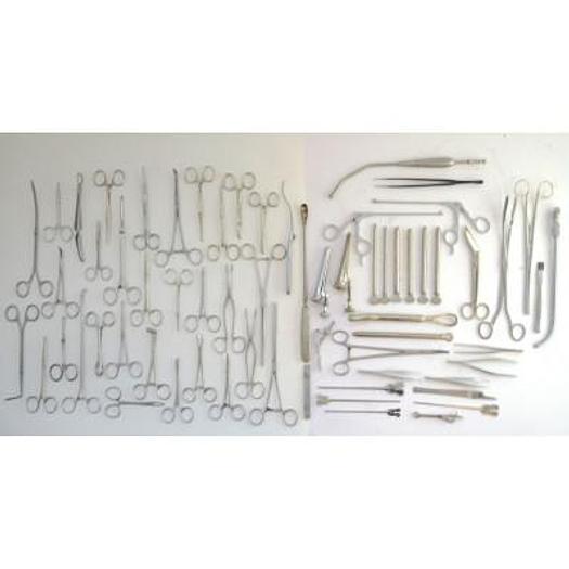 Used ALUMINUM BOX WITH GYNECO INSTRUMENTS AND PLIERS