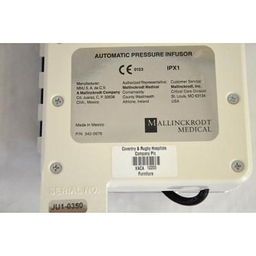 Used MALLINCKRODT AD-1000 PRESSURE INFUSION CHAMBER