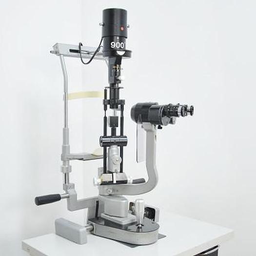 Used HAAG STREIT BM 900 SLIT LAMP ON HEIGHT-ADJUSTABLE TABLE