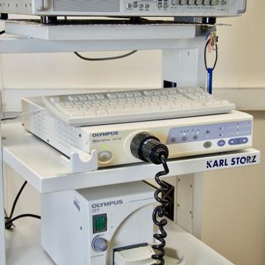 Used OLYMPUS DIGESTIVE ENDOSCOPY COLUMN WITH VIDEOCOLONOSCOPE AND VIDEOGASTROSCOPE