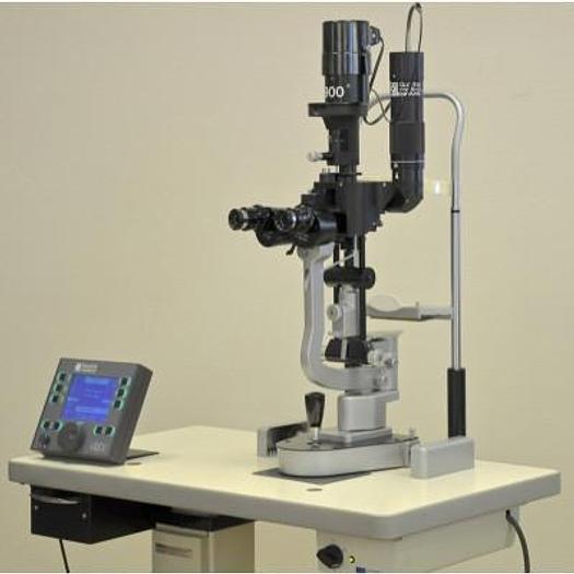 Used QUANTEL MEDICAL VIRIDIS OPHTHALMIC LASER FREQUENCY 532 UM COUPLE A LAMPE A FENTE HAAG STREIT 900