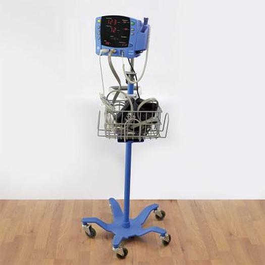 Used GENERAL ELECTRIC DINAMAP PROCARE V100 MULTIPARAMETER MONITOR ON STAND
