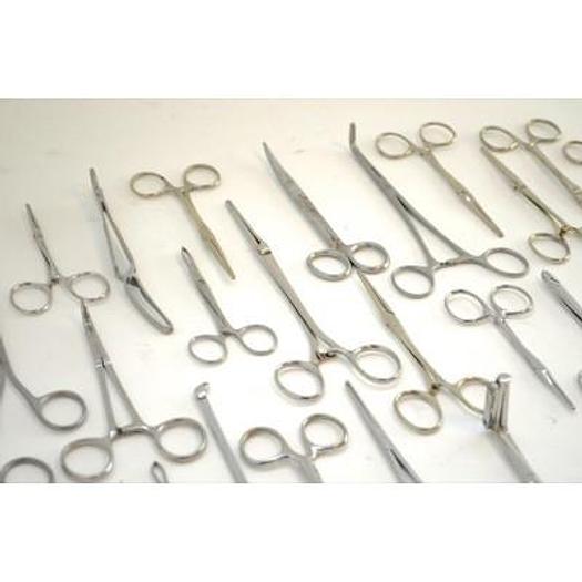 Used ALUMINUM BOX WITH GYNECO INSTRUMENTS AND PLIERS