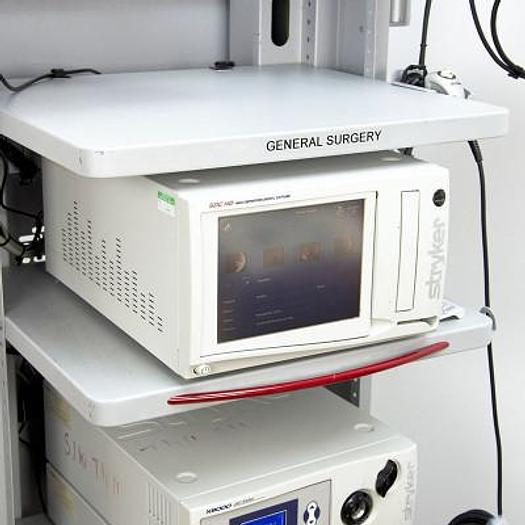 Used STRYKER HD LAPAROSCOPY COLUMN WITH TWO FLAT SCREENS