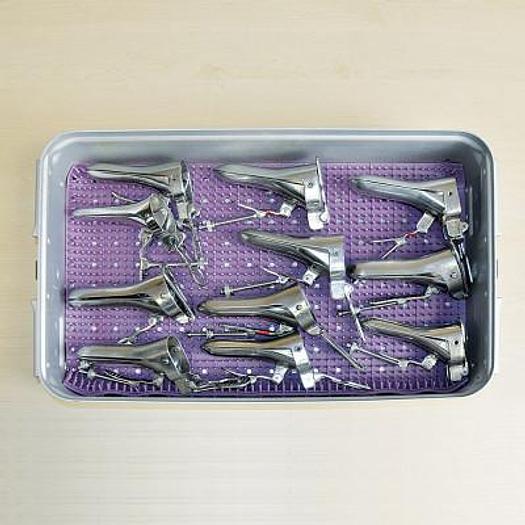 Used SET OF 11 GYNECOLOGICAL SPECULUMS IN METAL BOX