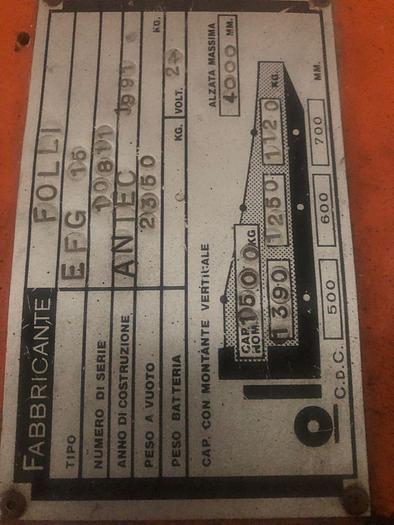 Usato Muletto elettrico C. Folli - alzata 15 q